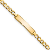 14k Polished Semi-Solid Chain/Solid Plate Cuban Link 23.5x4.5mm Plate 6 inch Baby/Child ID Bracelet